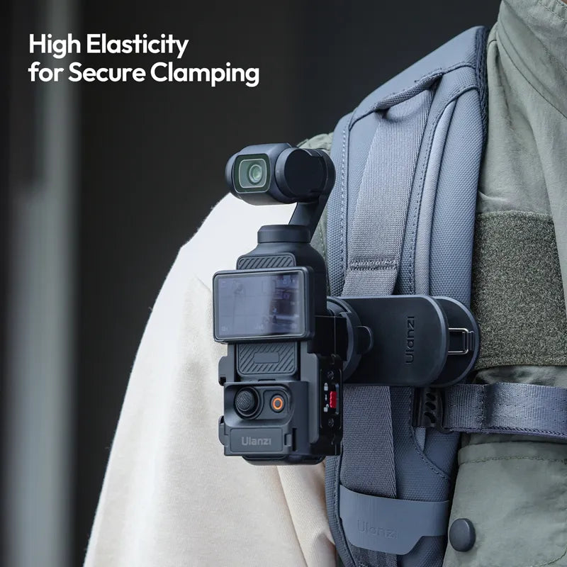 Die hohe Elastizität des Ulanzi CK01/CK02 Quick Release Backpack Clip, der eine sichere Klemmung für effizientes Anbringen und Wechseln der Ausrüstung bietet.