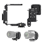 Ulanzi XJ01 Universal Faltbarer Uka Kamerakäfig in zwei Konfigurationen sowie an Sony Alpha Kamera montiert mit Anwendungs-Beispielen