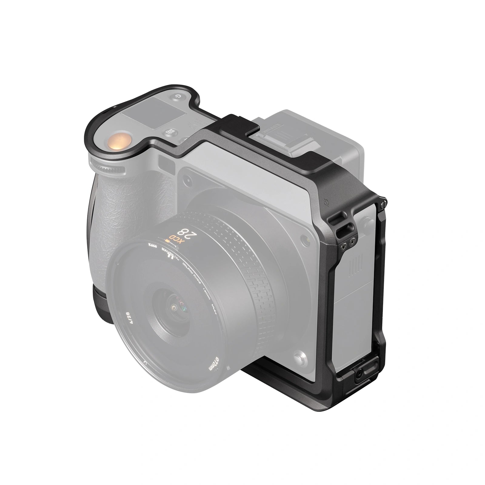 Falcam Native Guardian Kamera-Cage für Hasselblad X2D Schrägansicht mit ergonomischem Handgriff und 1/4-Zoll-Gewinden