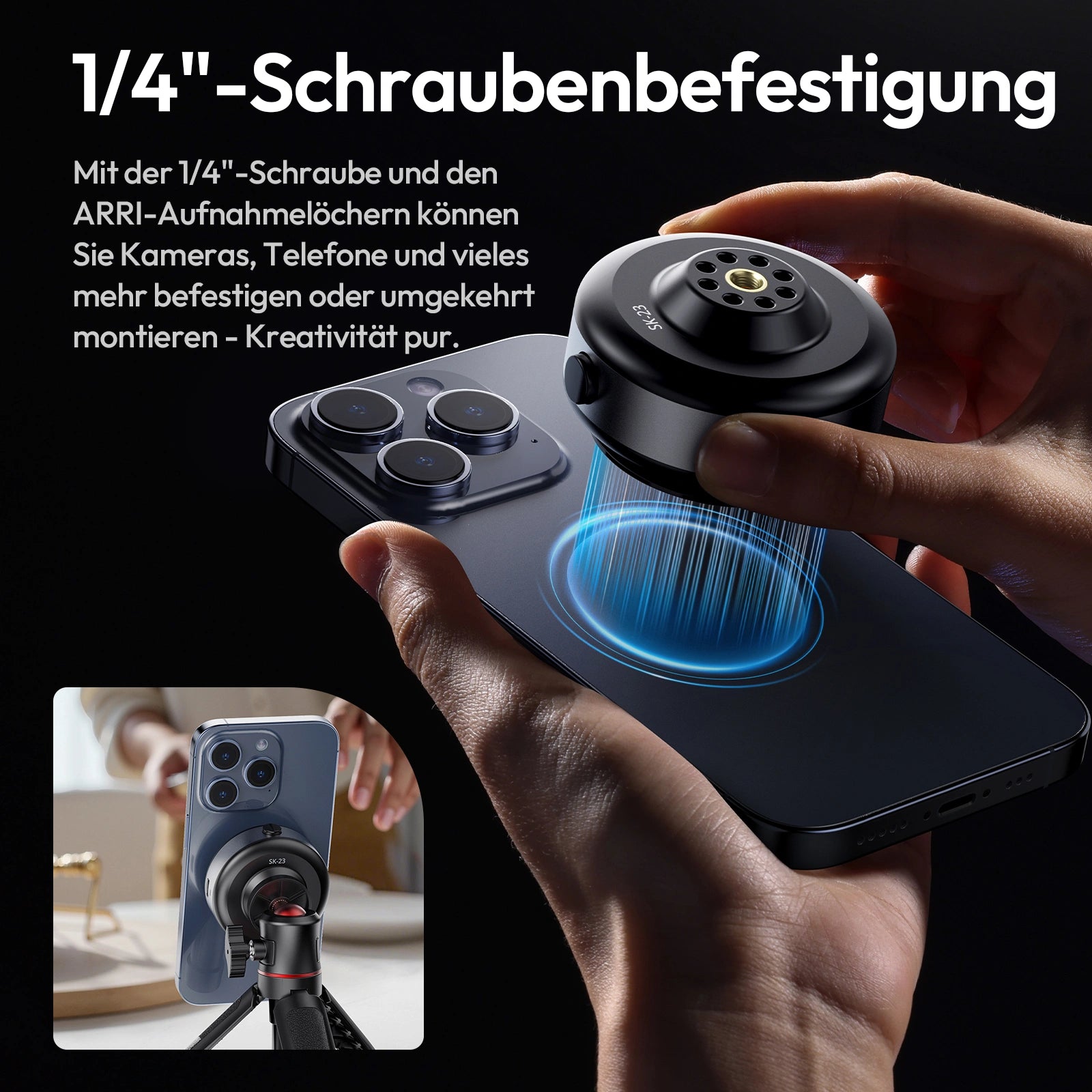Ulanzi SK-23 Elektrischer Saugfuß mit 1/4"-Schraube M085 – Verwendung