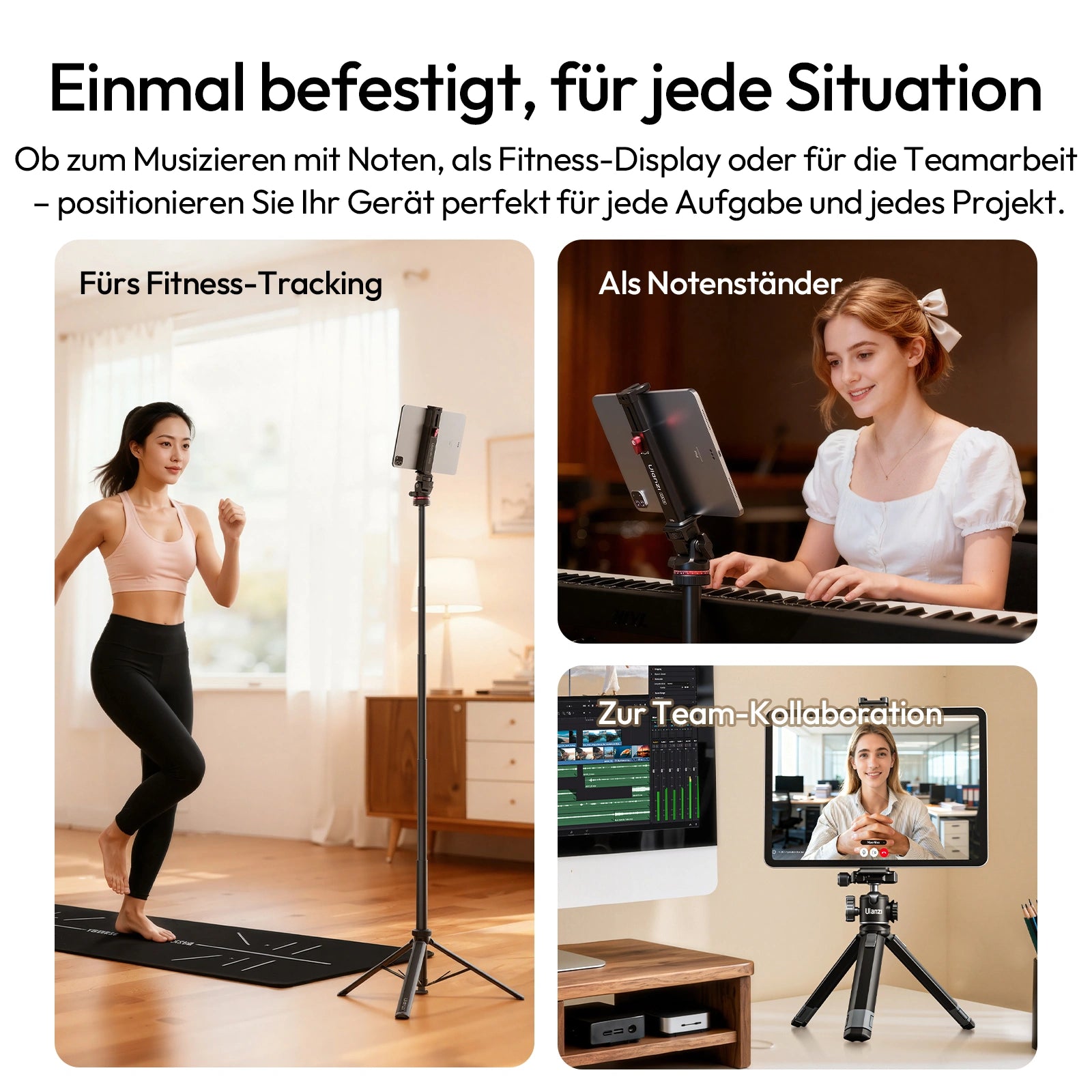 Ulanzi CA15 OneLock Tablet-Halterung für Fitness-Tracking, Als Notenständer und Zur Team-Kollaboration.