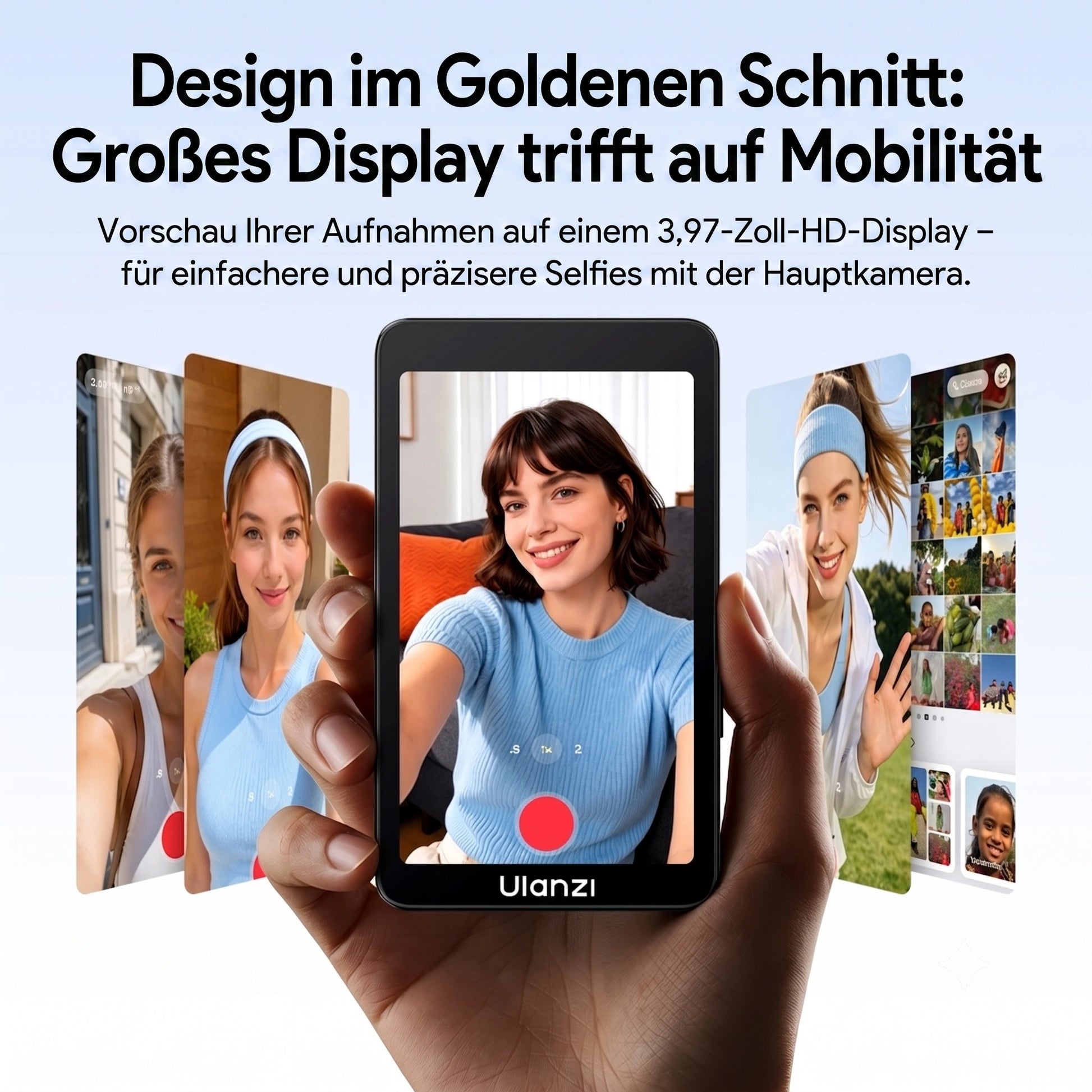 Ulanzi VM1 Vlog Selfie-Monitor Frontansicht mit Touchscreen-Display