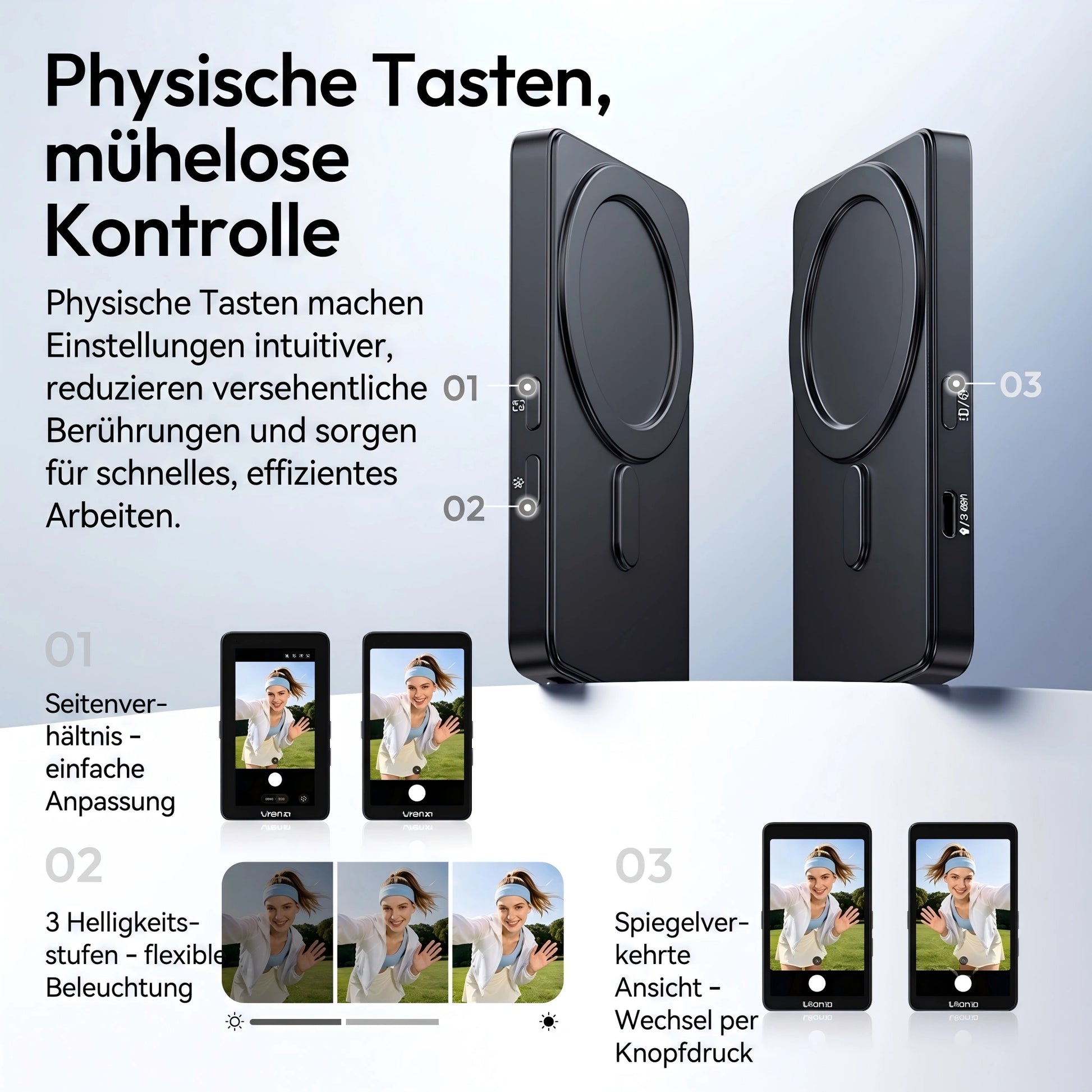 Ulanzi VM1 Vlog Selfie-Monitor Touchscreen-Bedienung mit Daumen